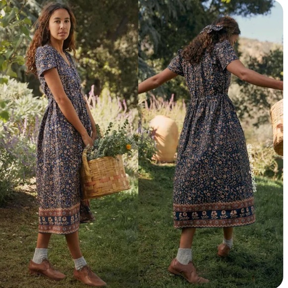 Christy Dawn Dresses & Skirts - CHRISTY DAWN The Dawn Midi Dress Navy Anemone Vine Floral